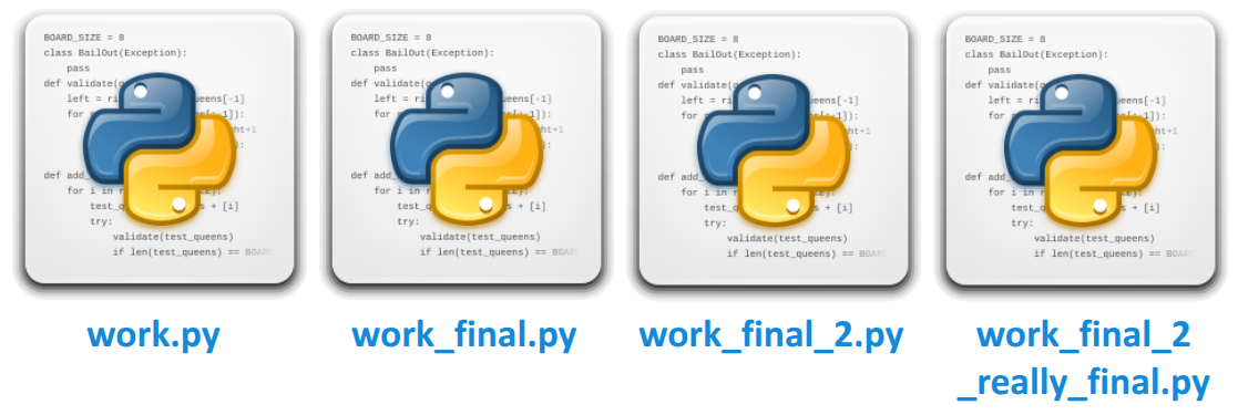 Four Python files named: work.py, work_final.py, work_final_2.py, work_final_2_really_final.py